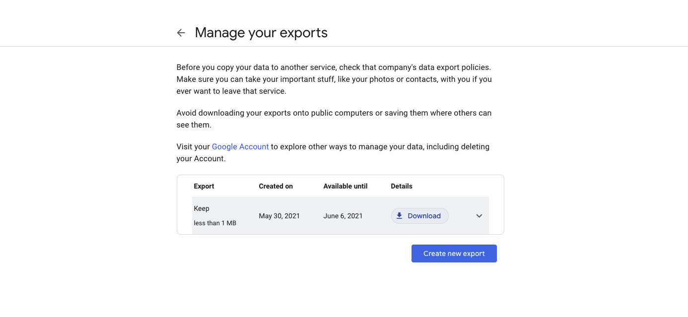 Download your exported file.