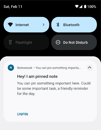 Pinned notifications