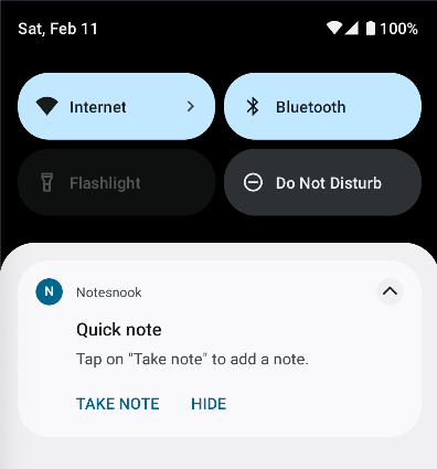 Notes in notifications