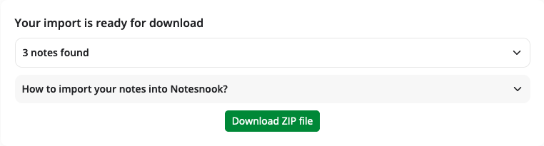 Download importer .zip file