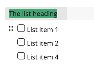 Add a heading to the todo list in notes editor